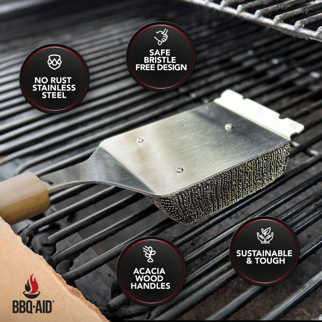 Bristle Free Grill Brush + 4 Replacement Heads